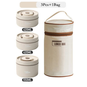 Stainless Steel Lunch Box With Bag 3 Piece Set