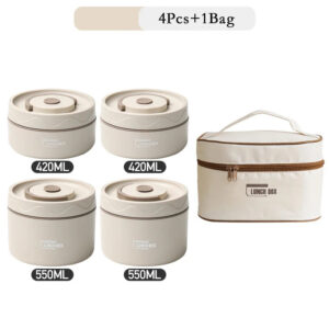 Stainless Steel Lunch Box With Bag 4 Piece Set